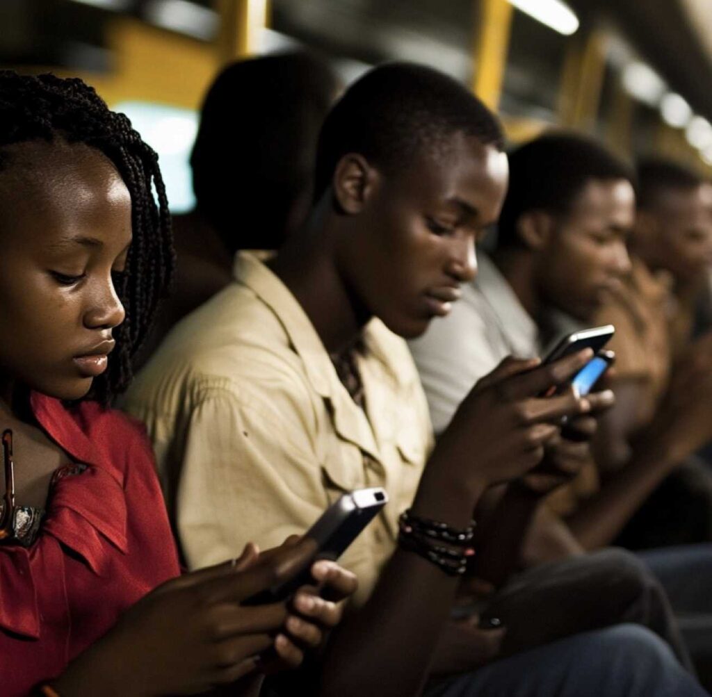 group_of_african_teens_engaging_with_mobile_devices_showcasing_africa_growing_youth_demographic_and_digital_media_consumption_trends